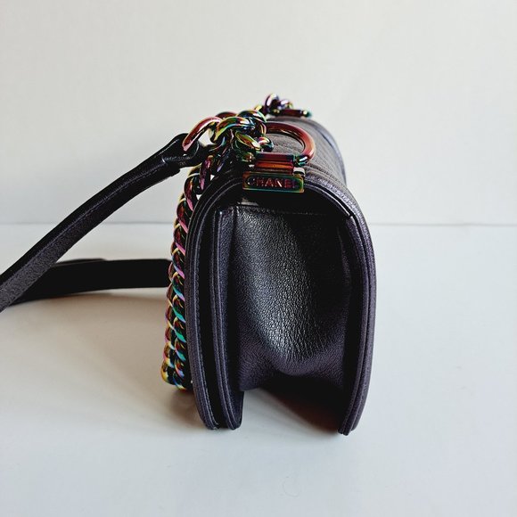 Chanel Purple Iridescent Quilted Leather Small Boy Flap Shoulder Bag - Picture 6 of 16